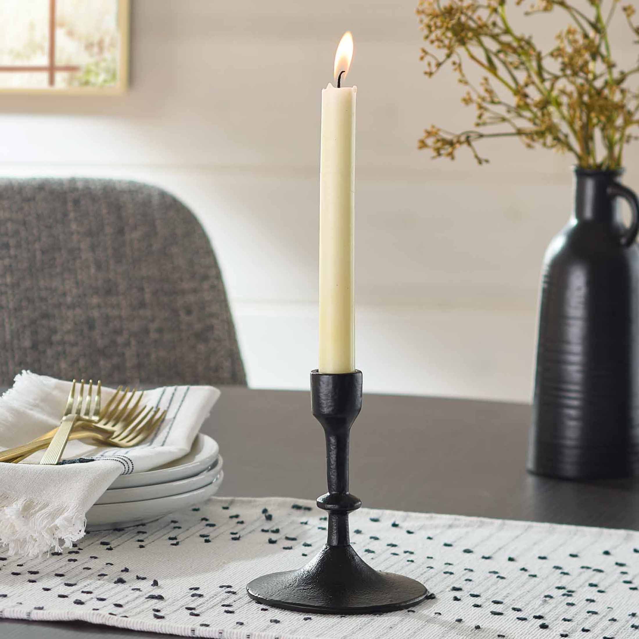 Better Homes & Gardens Black Cast Iron Metal Taper Candle Holder, 5.31 in, Medium