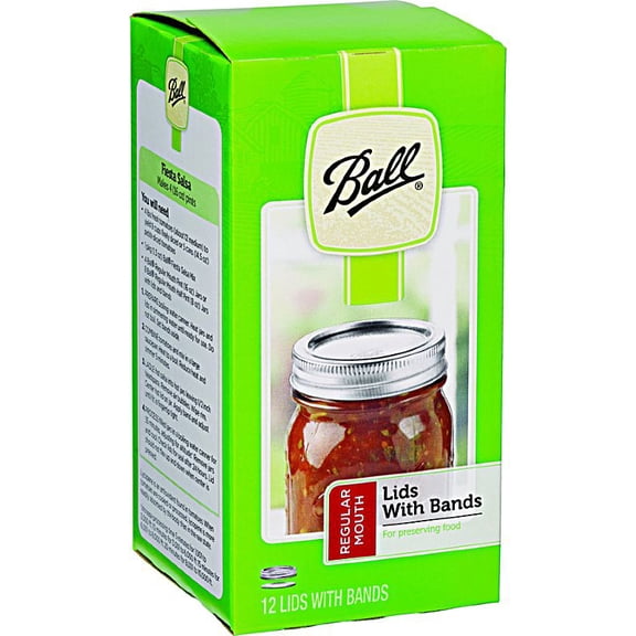 Jarden 1440030060 Ball Regular Mouth Canning Jar Lids With Bands Set Of 12