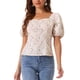 thumbnail image 1 of INSPIRAR CHIC Blusa Floral para Mujeres Cuello Cuadrado con Escote en Corazón Manga Abullonada Espalda Fruncida Top Casual Blanco Amarillo XS, 1 of 6
