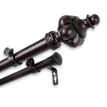 InStyleDesign Revel 1 inch Diameter Adjustable Double Curtain Rod Mahogany 160 to 240 inches Brown Finish