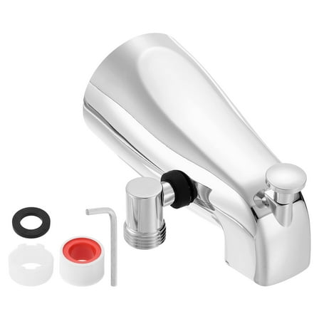Uxcell 1Pack Bath Slip on Tub Spout with Diverter and Side Shower, Zinc Alloy, Silver