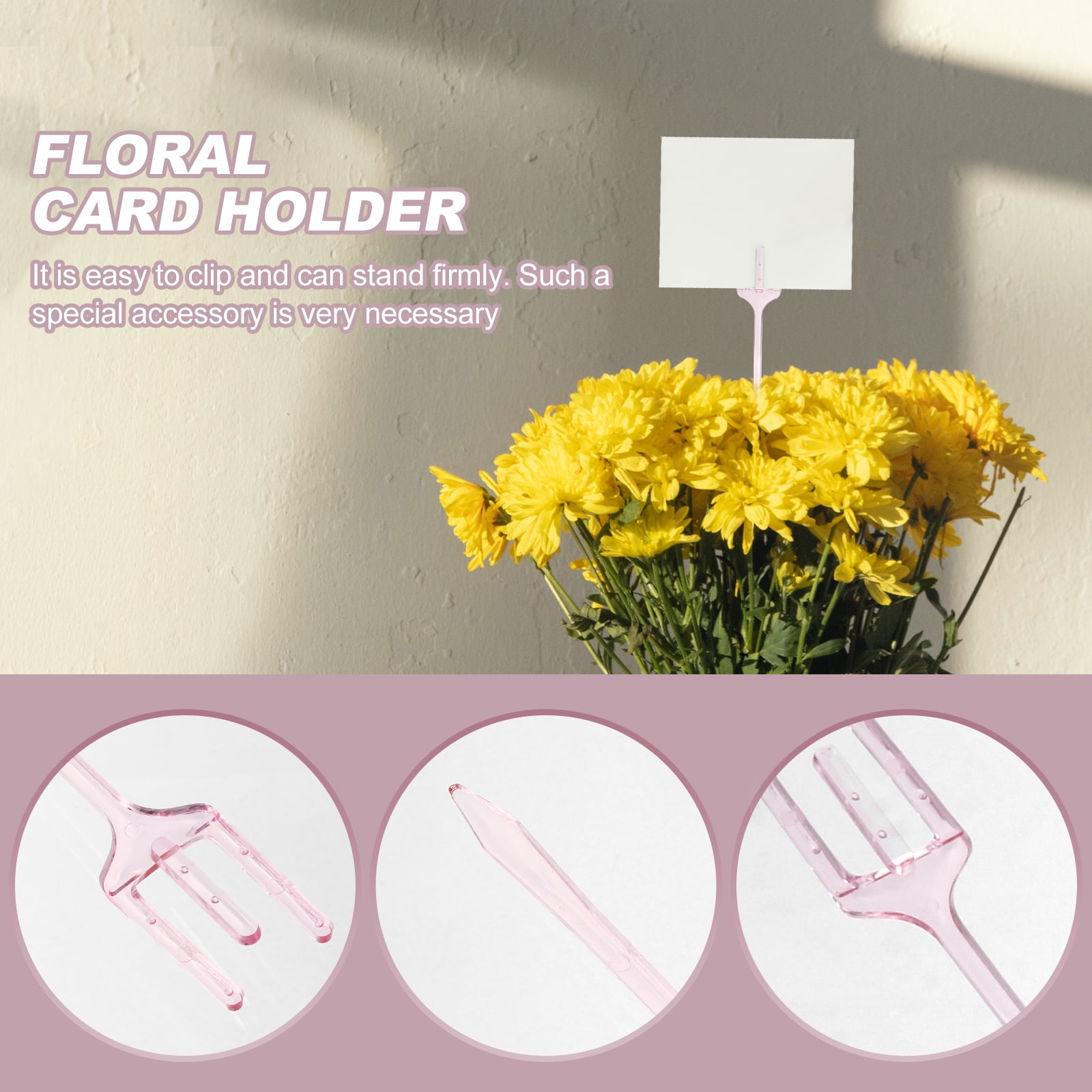 100 Pcs Three-pronged Flower Arrangement Cards Holder Plastic Floral Pick Bouquet Picks Trident