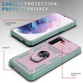 thumbnail image 5 of Dteck Case for Samsung Galaxy A13 5G,Shockproof Rubber Rugged Ring Holder Kickstand Case Slide Camera Lens Protector Hybrid Card Holder Pocket Lightweight Cover,Pink+Green, 5 of 9