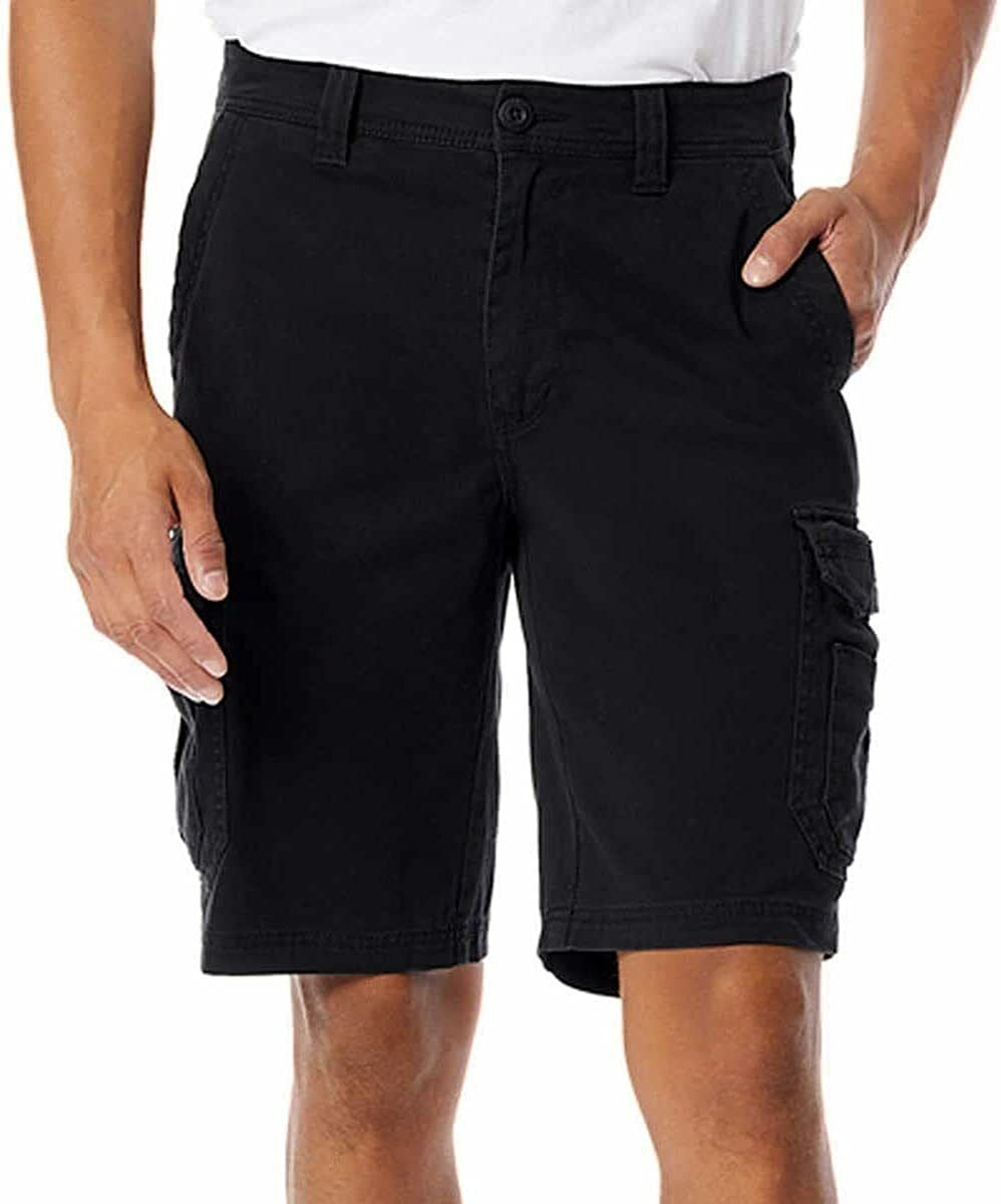 UNIONBAY Mens Flex Waist Cargo Shorts (Black 34)