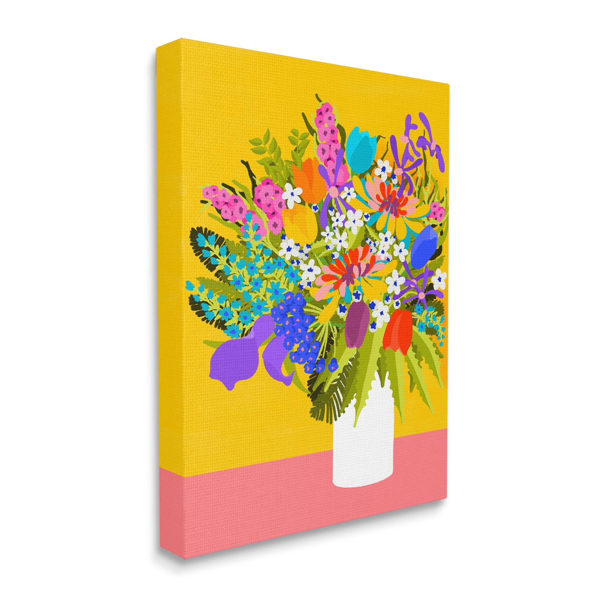 Stupell Industries Bouquet on Yellow Botanical & Floral Painting Gallery Wrapped Canvas Art Print Wall Art, 36 x 48