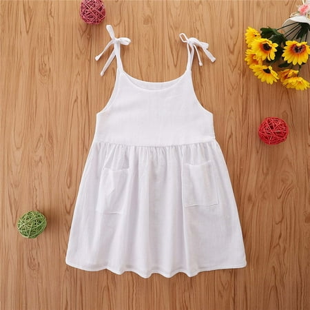 

Leutsin Toddler Kid Baby Girls Summer Sling Dress Cute Solid Color Casual Dress