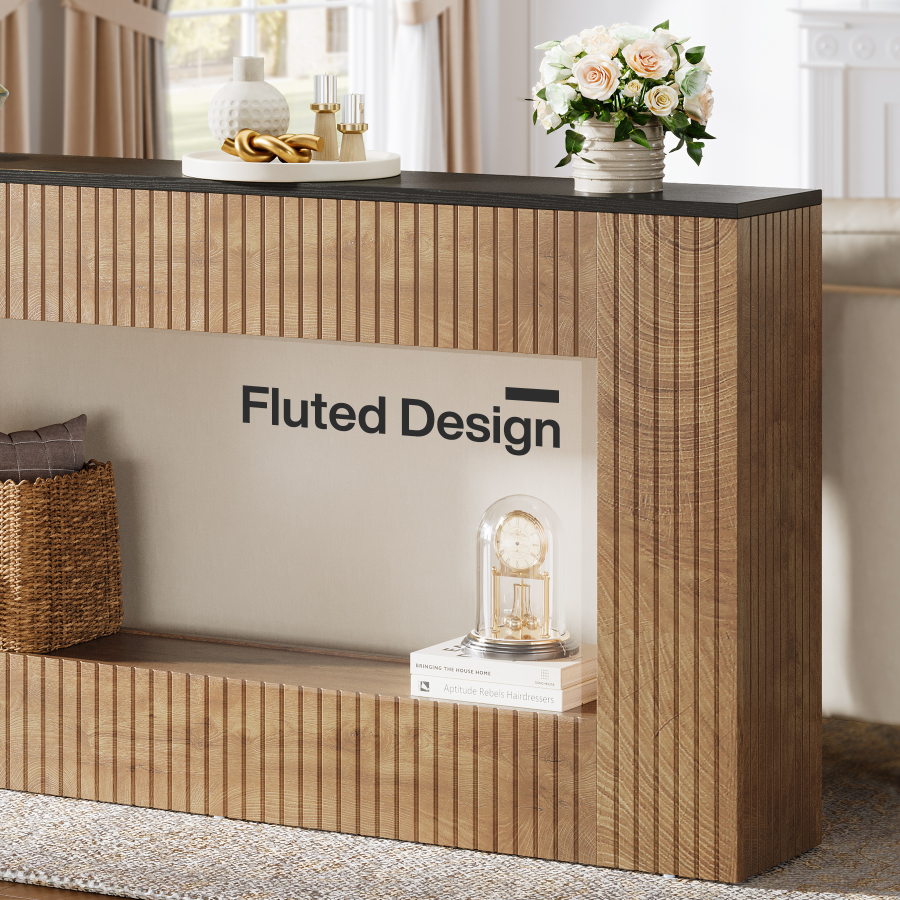 Tribesigns Modern Console Table, 55-Inch Wood Entryway Table with Storage, Narrow Long Sofa Table Behind Couch Table for Living Room, Foyer, Hallway, Black