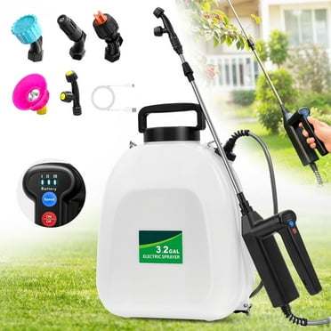 SideKing 3.2 Gallon Battery Powered Sprayer, Electric Backpack Garden Sprayer with 4 Nozzles & 32" Telescopic Wand, Rechargeable Weed Sprayer for Lawn, Yard, Plants
