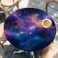 thumbnail image 3 of Color Starry Sky Round Fitted Table Cover Modernism Night Sky Impressionist Style Waterproof Table Cloth with Elastic Edge Wipeable Tablecloth for Picnic Camping Party Fits 45"-54" Diameter, 3 of 8