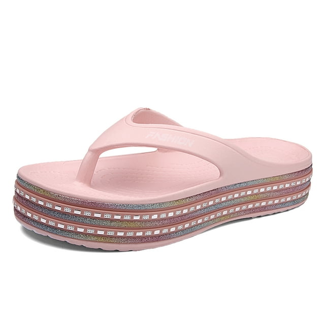 Cyiecw Women Comfortable Flip Flops Thick Soled Thong Slippers Soft Beach Pool Sandals