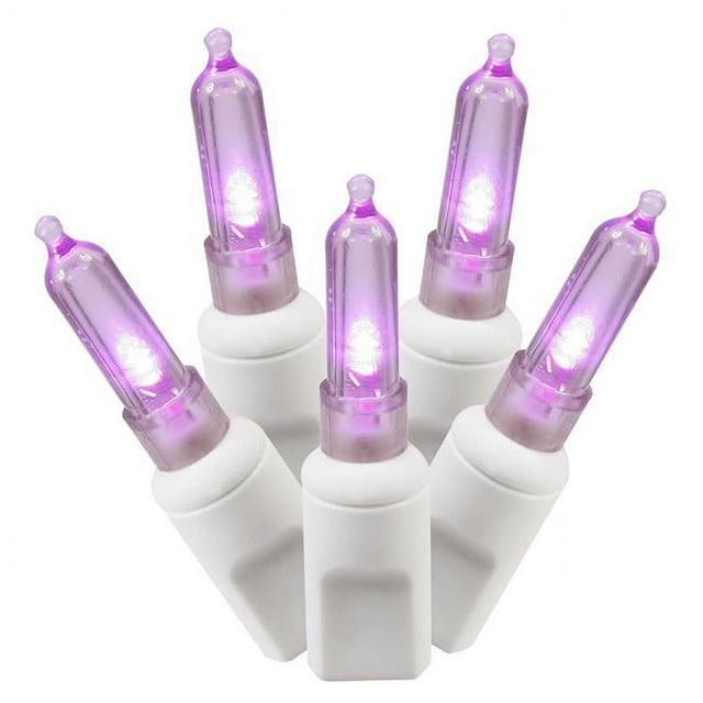 Vickerman X4W7106 LED White Wire Italian End Connecting 4 in. Spacing 34 ft. Long Light Set with Purple Lights
