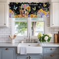 thumbnail image 2 of Spring Dog Farmhouse Short Window Curtain Valances, Black Watercolor Botanical Floral Sunflower Rod Pocket Kitchen Valances for Living Room Bedroom Bathroom Cafe 42" x 18", 2 of 8