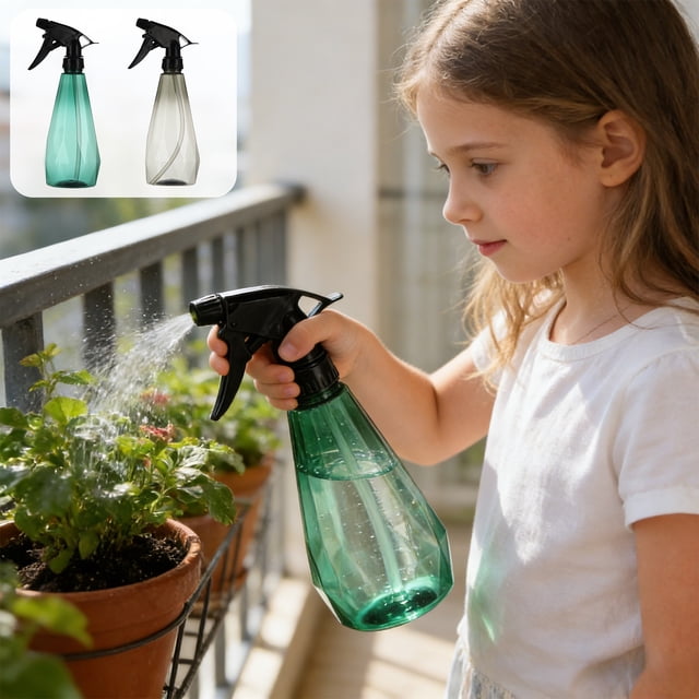 Pulverizador de plástico de 500 ml (16.9 oz) para plantas - Pulverizador de jardín recargable con modo de niebla ajustable, mango ergonómico, textura de diamante, verde o gris.