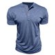 thumbnail image 4 of Tops para hombre, blusas y camisas de manga corta con cuello redondo para hombre, jersey informal de medio botón con cuello redondo y manga corta de color liso a la moda para hombre, top de poliéster, 4 of 8