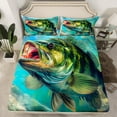 YST Hunting and Fishing Theme Queen Size Sheet Sets Pike Bass Fish
