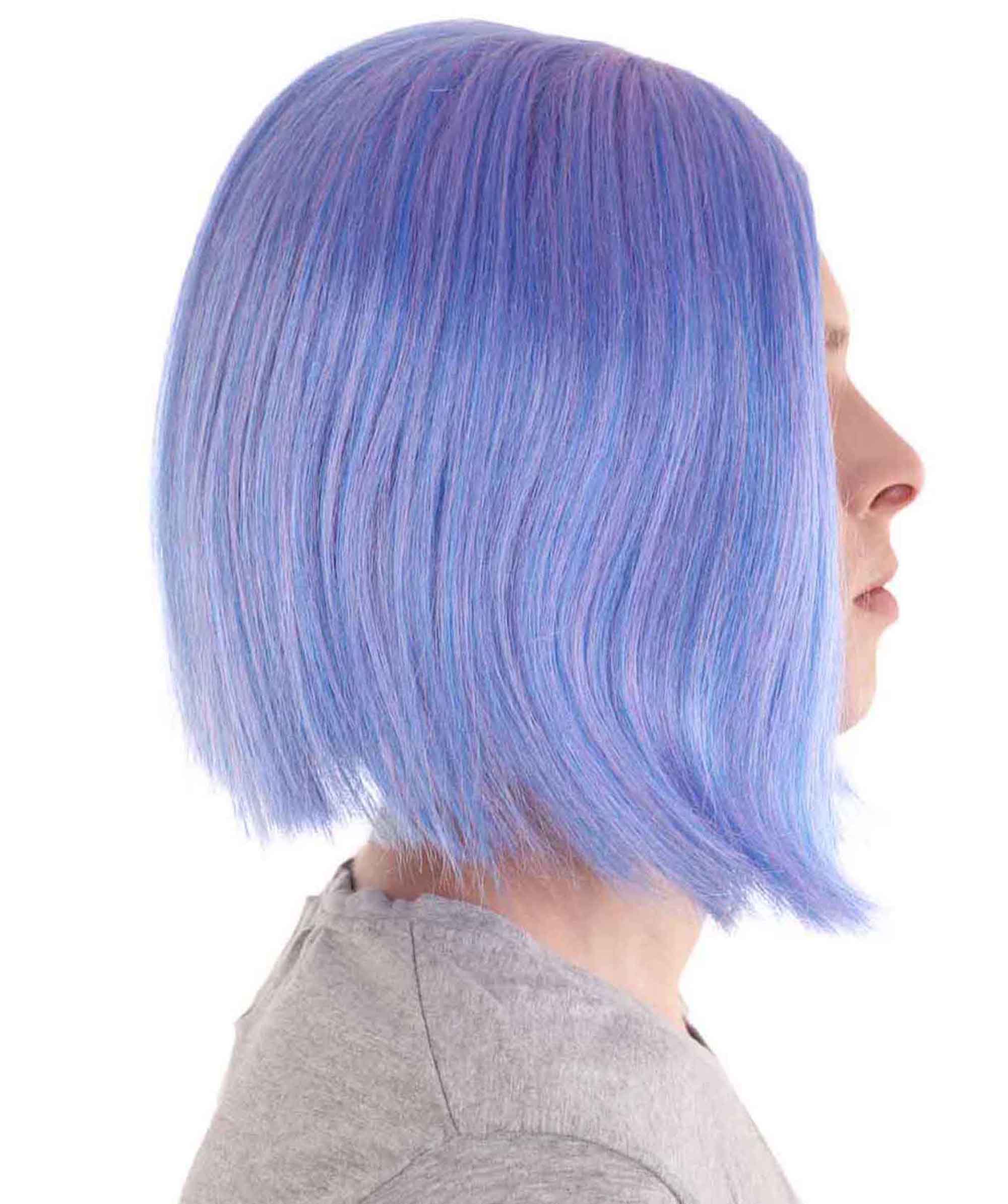 HPO Adult Men’s Fancy Animation Wig, Purple Flame-retardant Synthetic Fiber