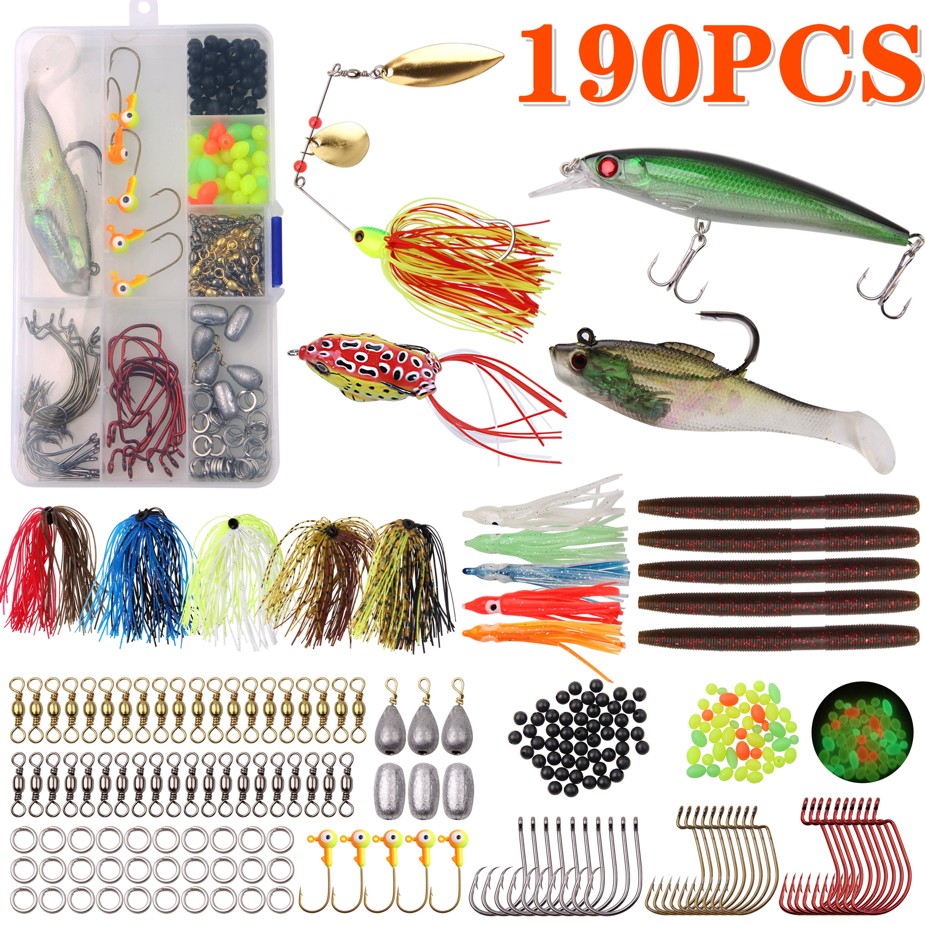 Fishing Lures Tackle Box,Fishing baits set,Handmade bamboo Baits Tackle  box,Sysmashing Fishing Lures kit Including Tackle Box, Crankbaits,  Spinnerbaits, Plastic Worms,Lure accessories etc : : Sports &  Outdoors