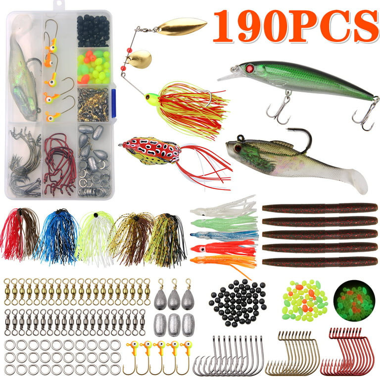 TopConcept Fishing Lures Kit Set For Bass Trout Salmon Topwater Lures with  Tackle Box Included Spinnerbaits, Plastic worms, Jigs, Topwater Lures 