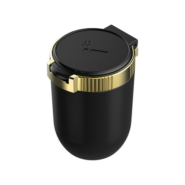 yeacher LED Illuminated Car Ashtray with Lid - Stylish, Portable, and Multi-Functional for Cars, Offices, and Homes - Available in Gold, Silver, Purple, and Blue