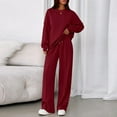thumbnail image 2 of longantii 2 Piece Sets for Women Lounge Hoodie Sweatsuit Loose Wide Leg Sweatpants Travel Airport Outfits Wine XXL, 2 of 6