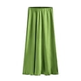thumbnail image 5 of Ediodpoh Satin Maxi Skirt Womens High Waist Solid Color Elastic Waist with Side Slit Flowy Long Skirt Mini Skirts for Women Green S, 5 of 5