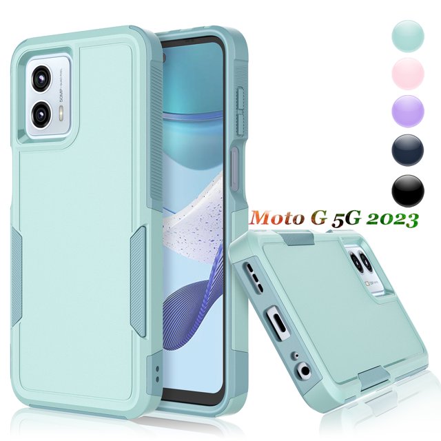 For Motorola Moto G 5G 2023 Phone Case,2 in 1 Hard PC Phone Case for Moto G 5G 2023 , Rubber & Rugged Shockproof Full Body Protection Case Cover - Black