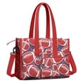 thumbnail image 2 of Teacher Tote Bag,Red Footballs on Blue Pattern Teacher Utility Tote Bag,Large Work Tote Bags for Women with Multiple Pockets,Top Zipper Closure,13.8x10.6x6.7 Inch, 2 of 5