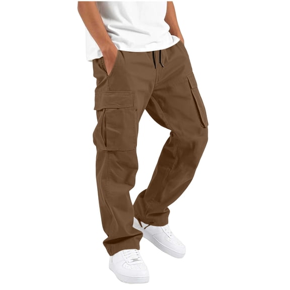 JOANKDMI Kid Boys Cargo Pants Relaxed Fit Work Trousers with Multi Pockets Elastic Waist Casual Outdoor Hiking Pants Lightweight Breathable Twill Joggers