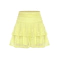 thumbnail image 3 of Doomiva Women's Lace Layered Mini Skirt Outfits A Line Cute Tiered Ruffle Skirt Y2K Streetwear Yellow M, 3 of 6