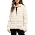 thumbnail image 2 of Zedker Winter Coats For Women Plus Size Winter Warm Loose Plush Zip Hooded Jacket Coat Women's Winter Thicken Puffer Coat Plush Cotton Warm Jacket Beige L, 2 of 7