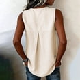 thumbnail image 6 of Loose Fit Drawstring Waist Linen Tank Top for Women Round Neck Solid Color Daily Casual Blouse, 6 of 7
