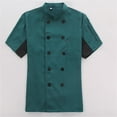 thumbnail image 2 of Mens Shirts Men's Hotel Chefs Short Sleeve Solid Color Buttons Chefs Shirt Jacket Mens Shirt Green XXL, 2 of 4