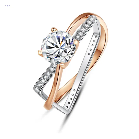 2 Ct Round Moissanite Unique Shape Promise Ring For Women 925 Silver.