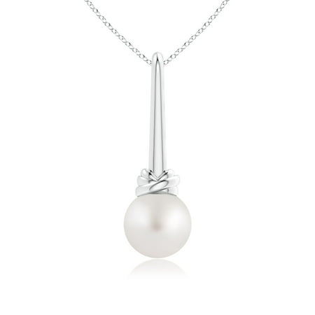 14 Mm South Sea Shell Mother's Day Jewelry - Solitaire South Sea Cultured Pearl Knot Pendant in 14K White Gold (9mm South Sea Cultured Pearl) - SP1375SSPR-WG-AA-9 ()