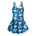 thumbnail image 4 of Yuyamidu Blue Sharks Girls One Piece Swimsuits with Skirt Quick Dry Bathing Suit Summer Beach Swim Dress Hawaiian Sleeveless Twirly Swimsuit, 4 of 7