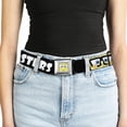 thumbnail image 5 of Nickelodeon Belt, Seatbelt Buckle Belt, Spongebob Nerd Hipsters Rule Black White, 30 to 44 Inches, 5 of 9