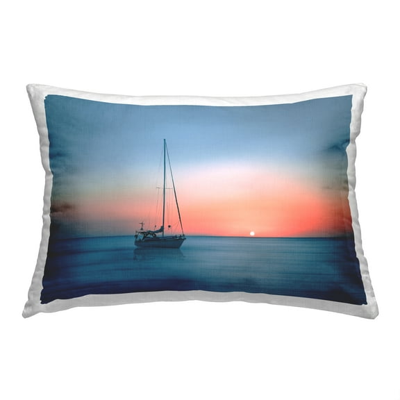 Stupell Industries Boat at Sunset Seascape Decorative Printed Throw Pillow, 14 x 20