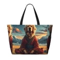 thumbnail image 2 of Kdxio Meditating Golden Retriever for Beach Bag for Women Large Beach Tote Bag Waterproof Sandproof Swim Bag with Zipper Pockets Beach Vacation Travel, 2 of 7
