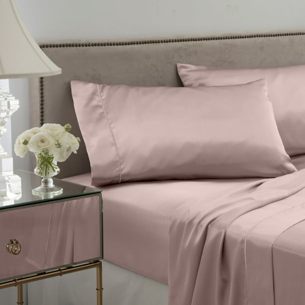 Seduction Satin Solid Twin Rose Gold, Rose Gold Twin Bedding Set