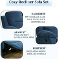 thumbnail image 3 of Recliner Sofa Set Living Room Furniture, Microfiber Fabric Reclining Sofa Set, Recliner Couch Set with Cup Holders for Office Home (3 Piece Living Room Furniture Set, Blue), 3 of 5