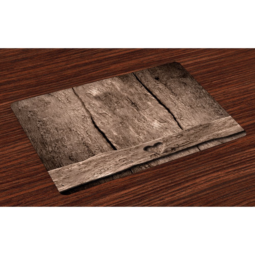 Primitive Country Placemats Set of 4 Love Themed Romantic Cute Heart