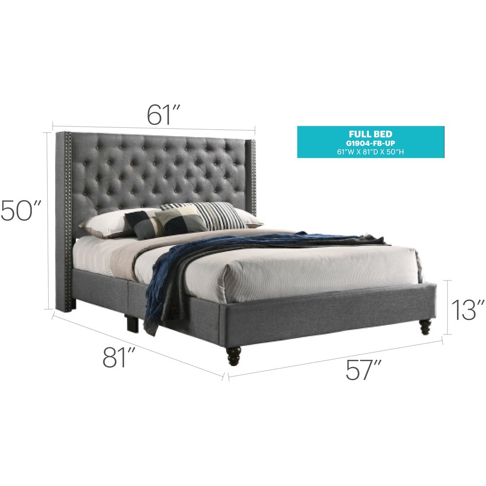Glory Furniture Julie Full Bed in Gray Color