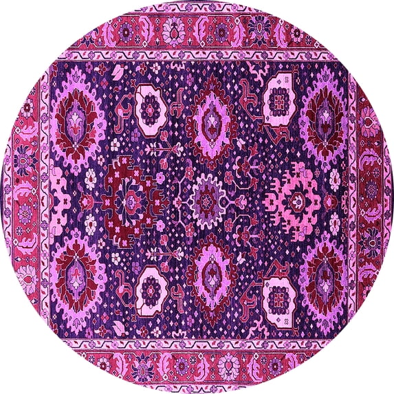 Ahgly Company Indoor Round Oriental Pink Industrial Area Rugs, 7' Round