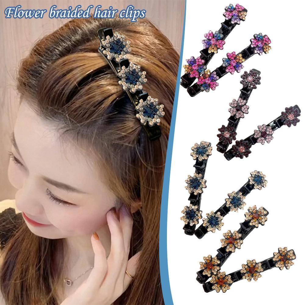 Buy Sparkling Crystal Stone Braided Hair Clips, 2023 New Satin Fabric