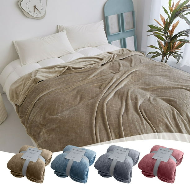 Manta peluda - Suave, caliente y lavable a máquina - Patrón a cuadros - 200x230cm (L), 200x180cm (M), 200x150cm (S) - Marrón, azul, gris, rosa