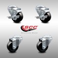 thumbnail image 2 of 3 Inch SS Hard Rubber Wheel Swivel Bolt Hole Caster Set with 2 Brakes SCC, 2 of 2