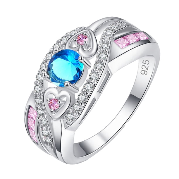 Anillo de corazón púrpura Cuatro anillo de bodas Anillo de dedo índice de gama alta joyería de la mano