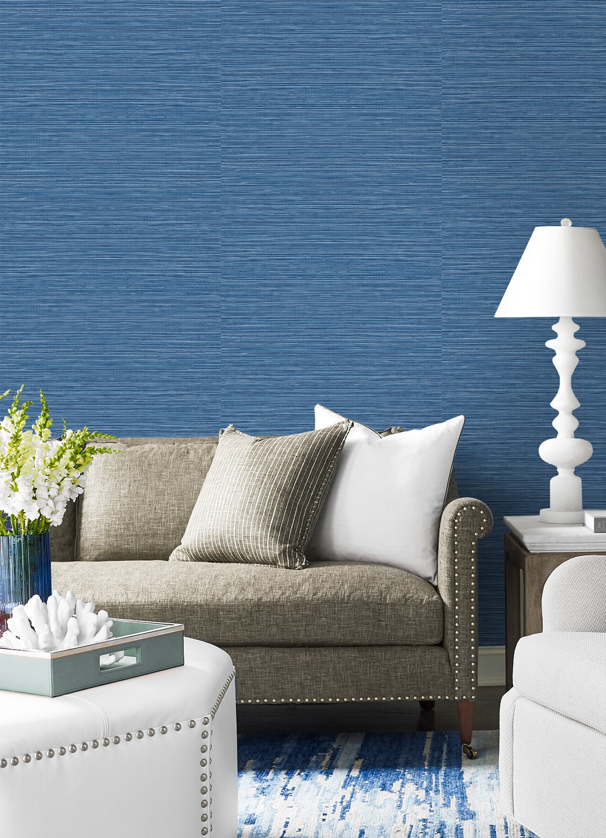 Luxe Haven Coastal Blue Luxe Sisal Peel and Stick Wallpaper (Covers 40.5 sq. ft.)