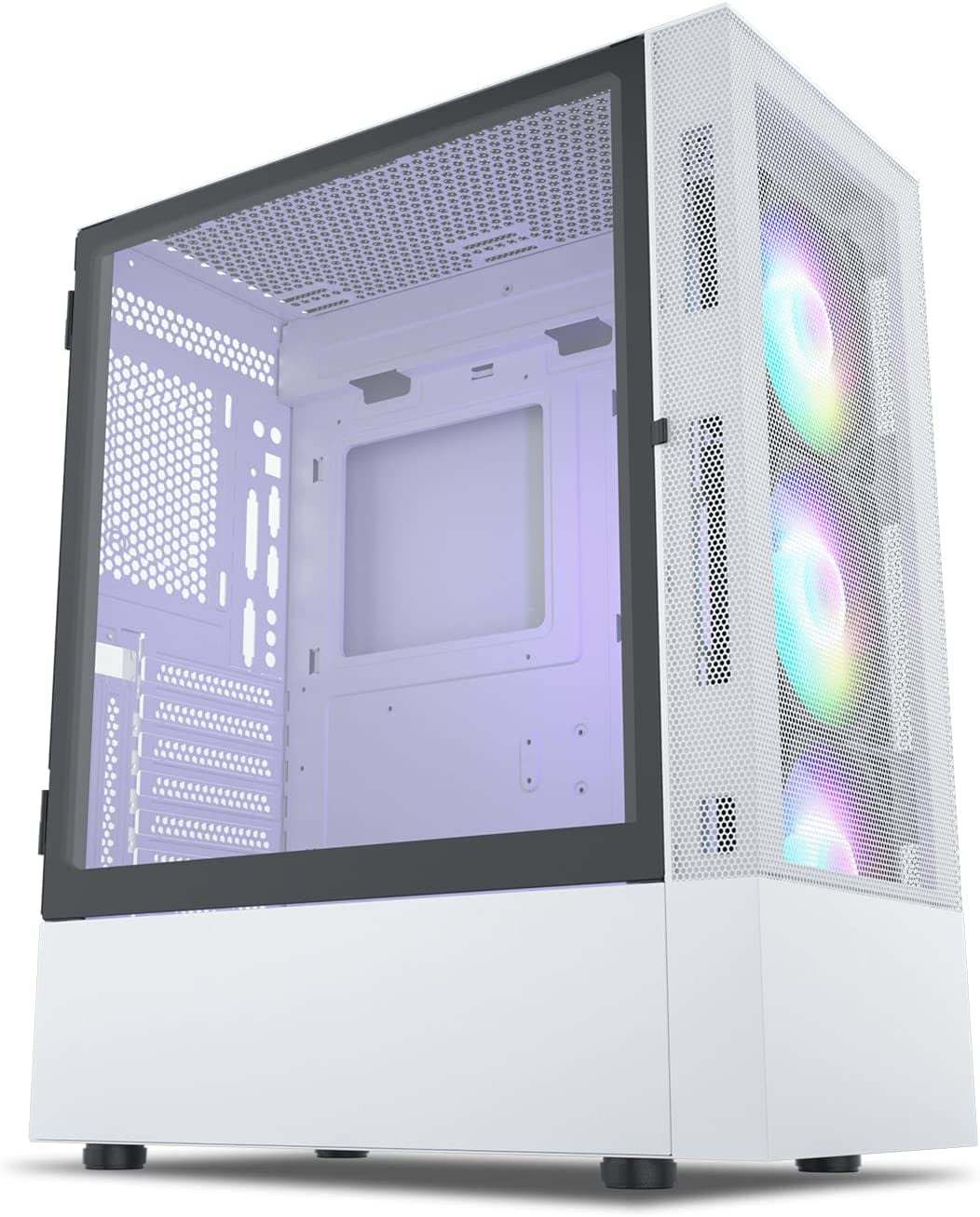 A03 White Mid-Tower ATX Gaming PC Case, Pre-Installed 3X ARGB&PWM Fans, Door Tempered Glass Panel, High Airflow Mesh Front Panel Case Come with Controller Hub - Walmart.com