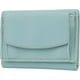 thumbnail image 1 of Cartera de cuero sintético verde mar oscuro, billetera triple, billetera rectangular con bolsillo y botón a presión, billetera compacta con ranura para efectivo y tarjeteros., 1 of 9